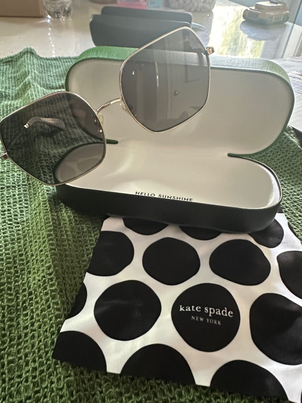 Kate Spade Polarized Silver Frame Sunglasses with Gray Gradient Lenses - Picture 9 of 9
